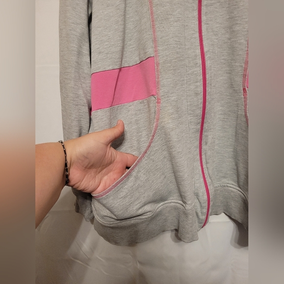Grey/pink XL zip up jacket with pockets - Picture 2 of 12